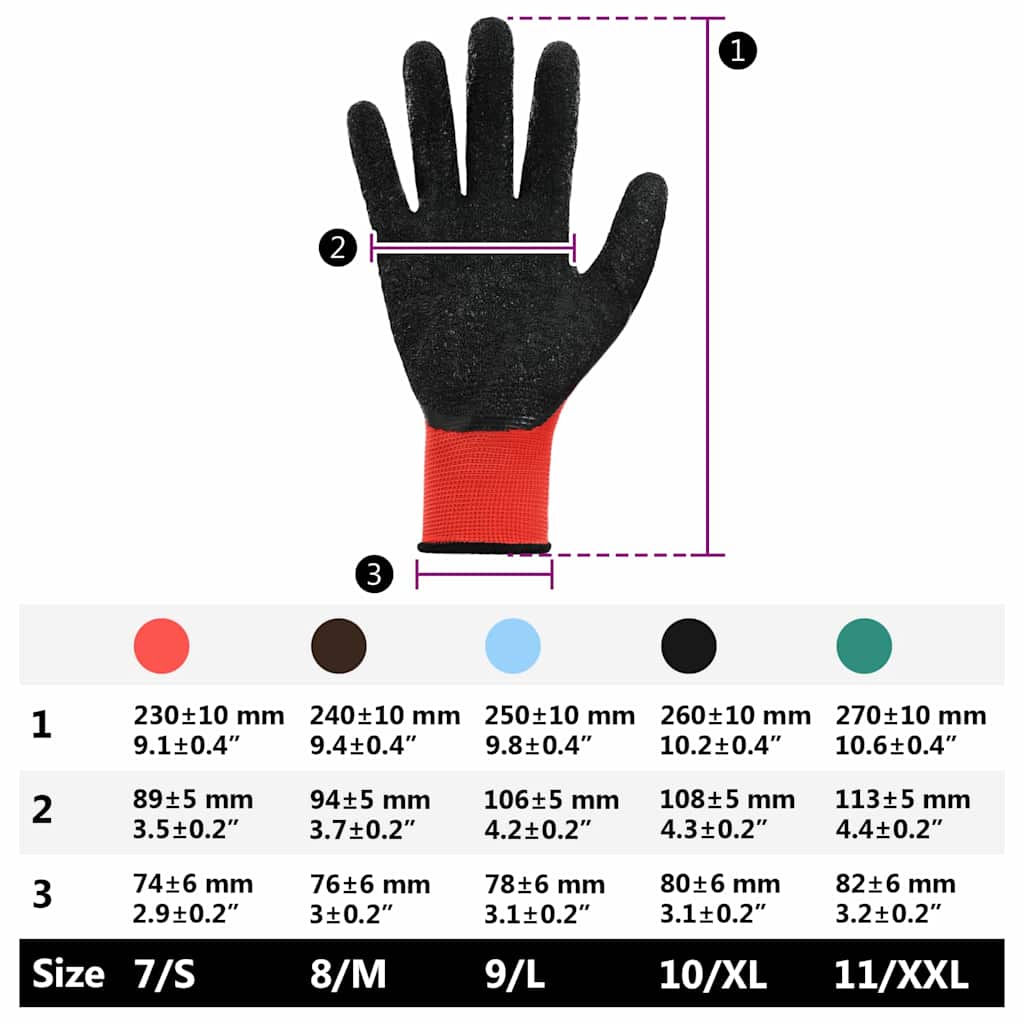 Arbeitshandschuhe 12 pcs Rot und Schwarz 7 / S Latexbeschichtung