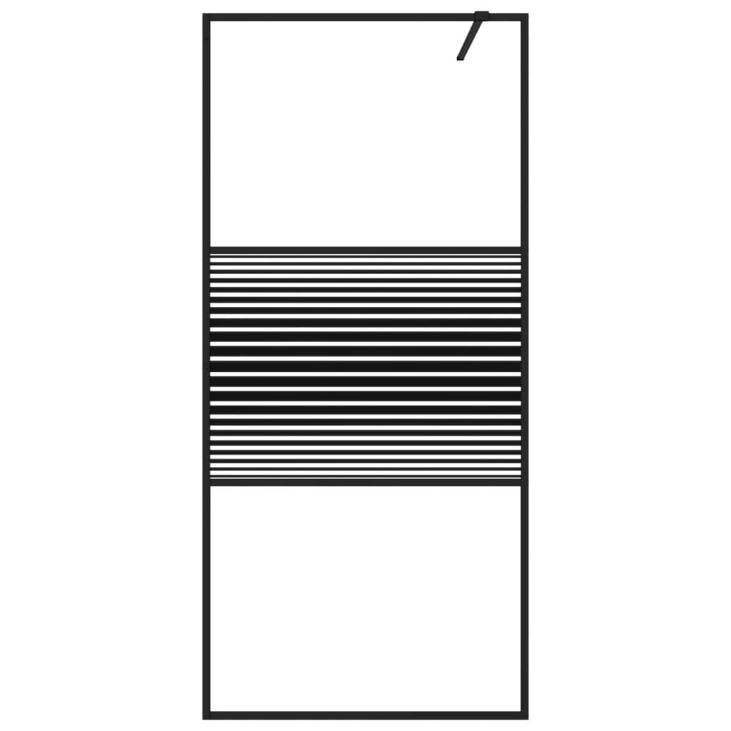 Duschwand für Begehbare Dusche Schwarz 100x195 cm ESG-Glas Klar