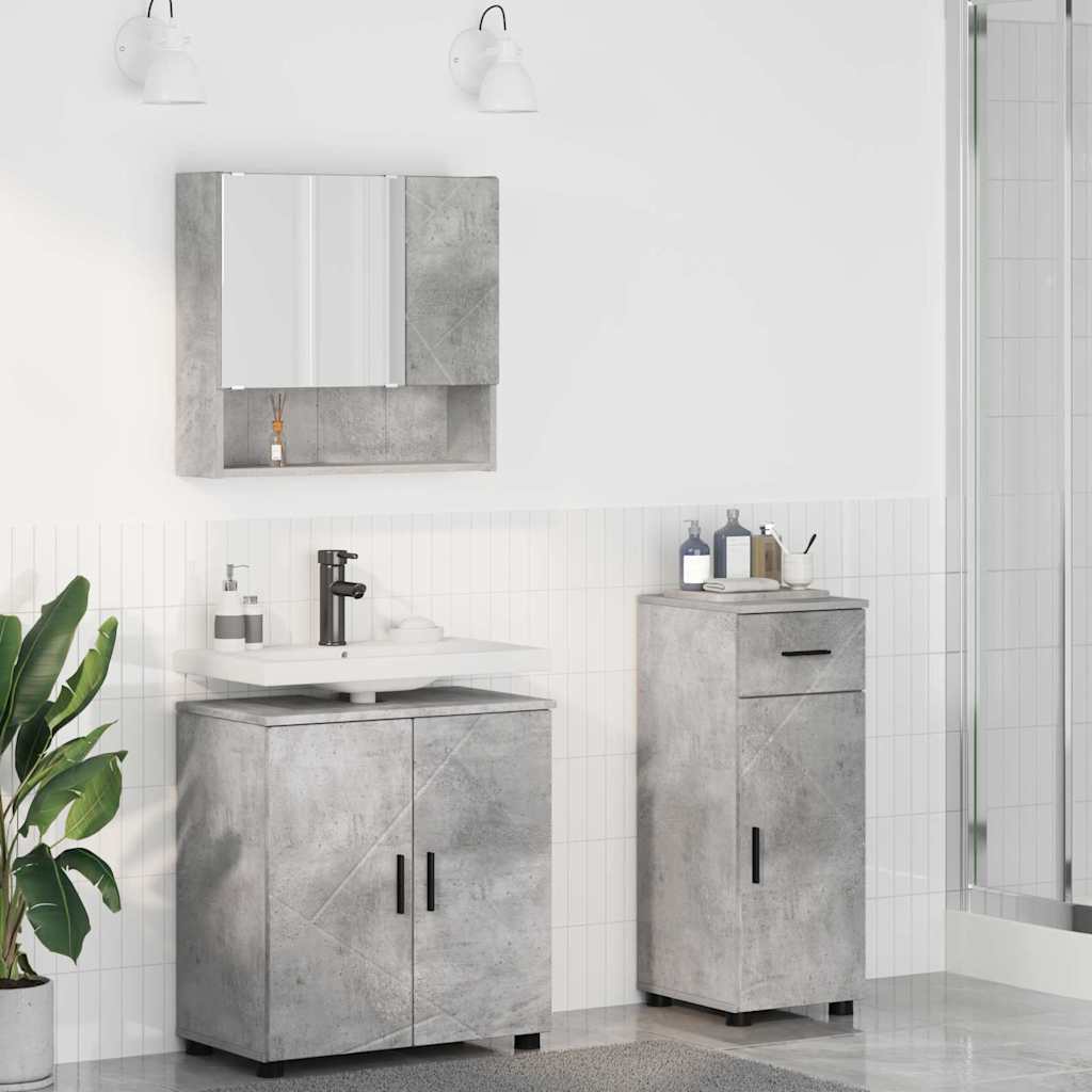 Badezimmermöbel-Set mit Tür 3 pcs Weiß Holzwerkstoff & Metall