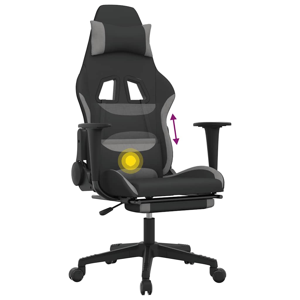 Gaming-Stuhl mit Massagefunktion Schwarz und Creme Stoff