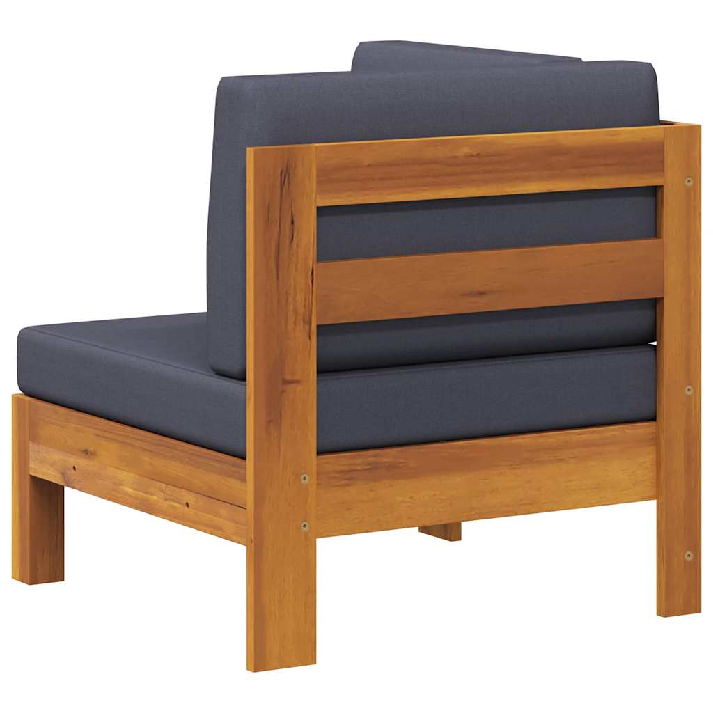 2-tlg. Garten-Lounge-Set mit Cremeweißen Kissen Akazienholz