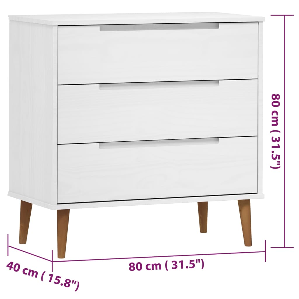 Schubladenschrank MOLDE Braun 80x40x80 cm Massivholz Kiefer