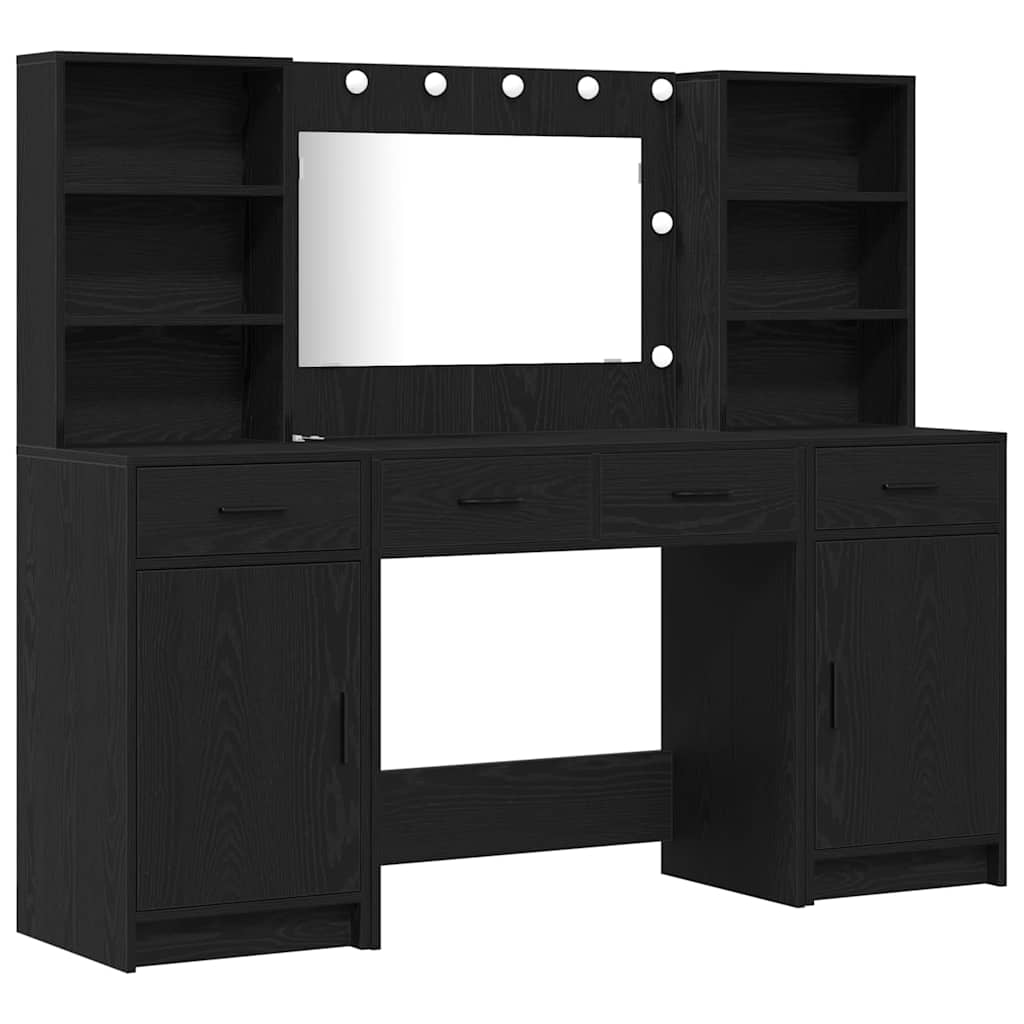 Schminktischset mit LED mit Schubladen 3 pcs Weiß Holzwerkstoff