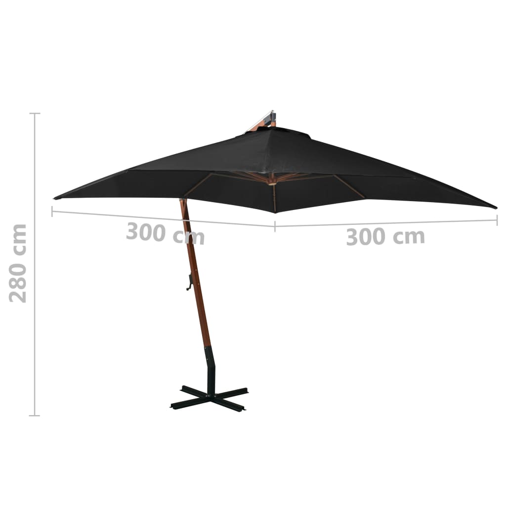 Ampelschirm mit Mast Anthrazit 3,5x2,9 m Massivholz Tanne