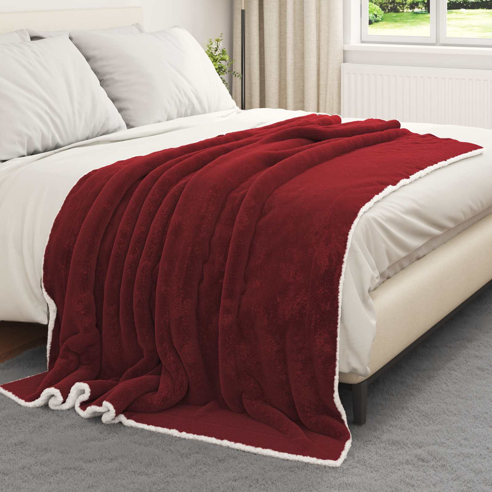 Überwurfdecke Beige 130 x 150 cm Fleece