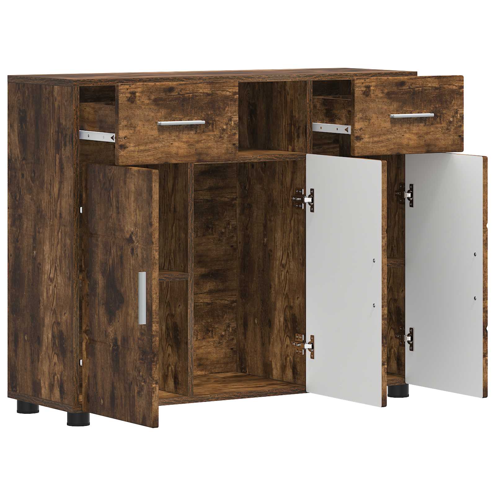 Highboard mit Regal FLORIN Weiß 60 x 35 x 182 cm Holzwerkstoff