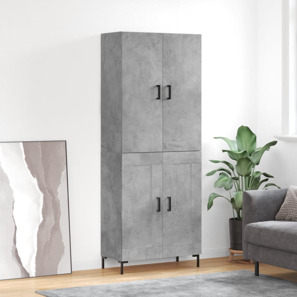 Highboard Betongrau 69,5x34x180 cm Holzwerkstoff