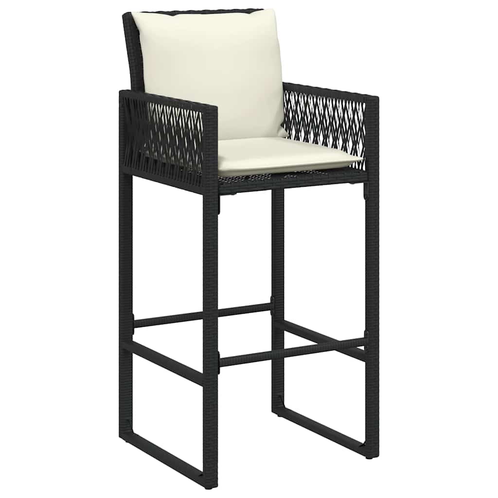 Garten-Barhocker 2 Stk. Schwarz Poly Rattan