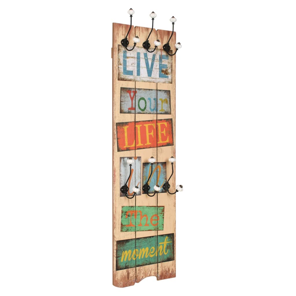 Wandgarderobe mit 6 Haken 120 x 40 cm "HOME IS