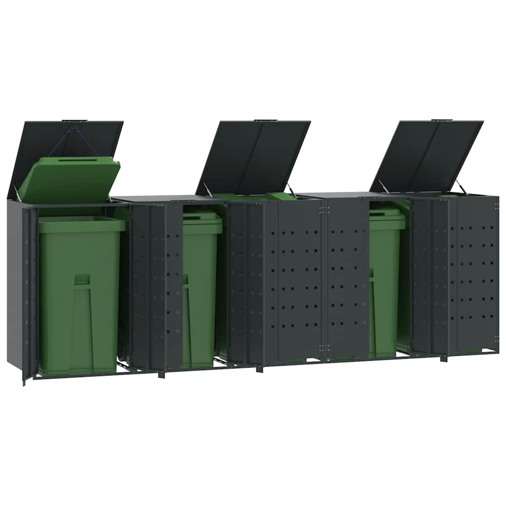 Mülltonnenbox für 2 Tonnen Schwarz 138x79x117 cm Stahl