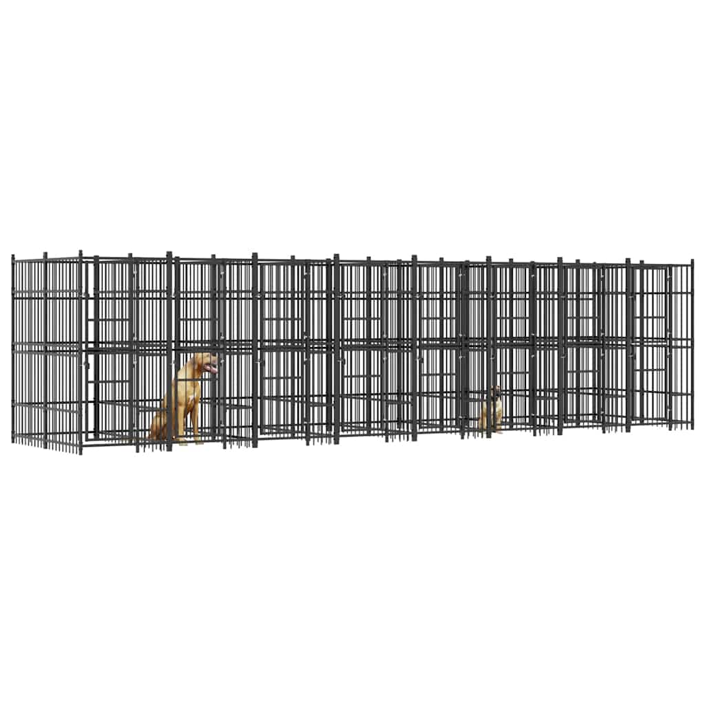 Outdoor-Hundezwinger mit Dach Stahl 1,84 m²