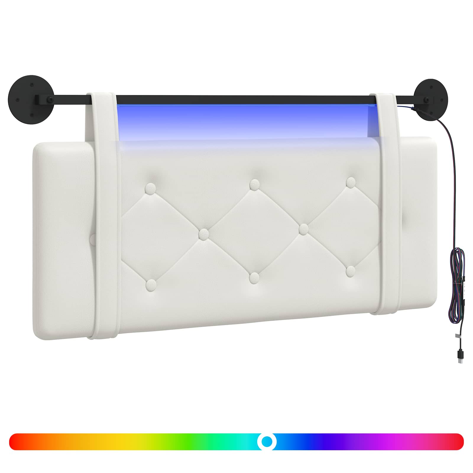 Hängendes Kopfteil Mit LED Licht Creme Kunstleder