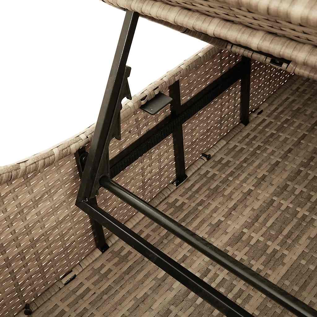 Klappliege mit Auflage und Stauraum Schwarz Poly-Rattan