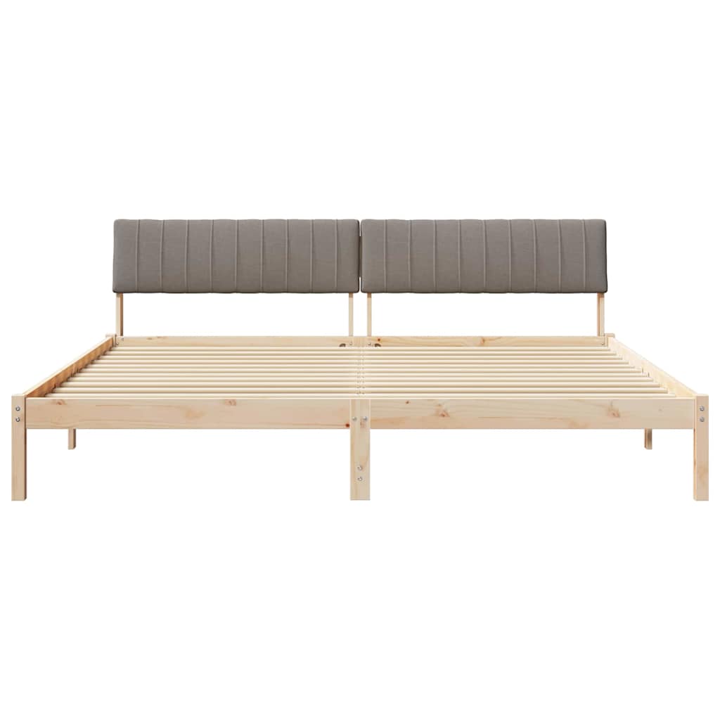Bettgestell Braun und hellgrau 200 x 200 cm Massivholz Kiefer
