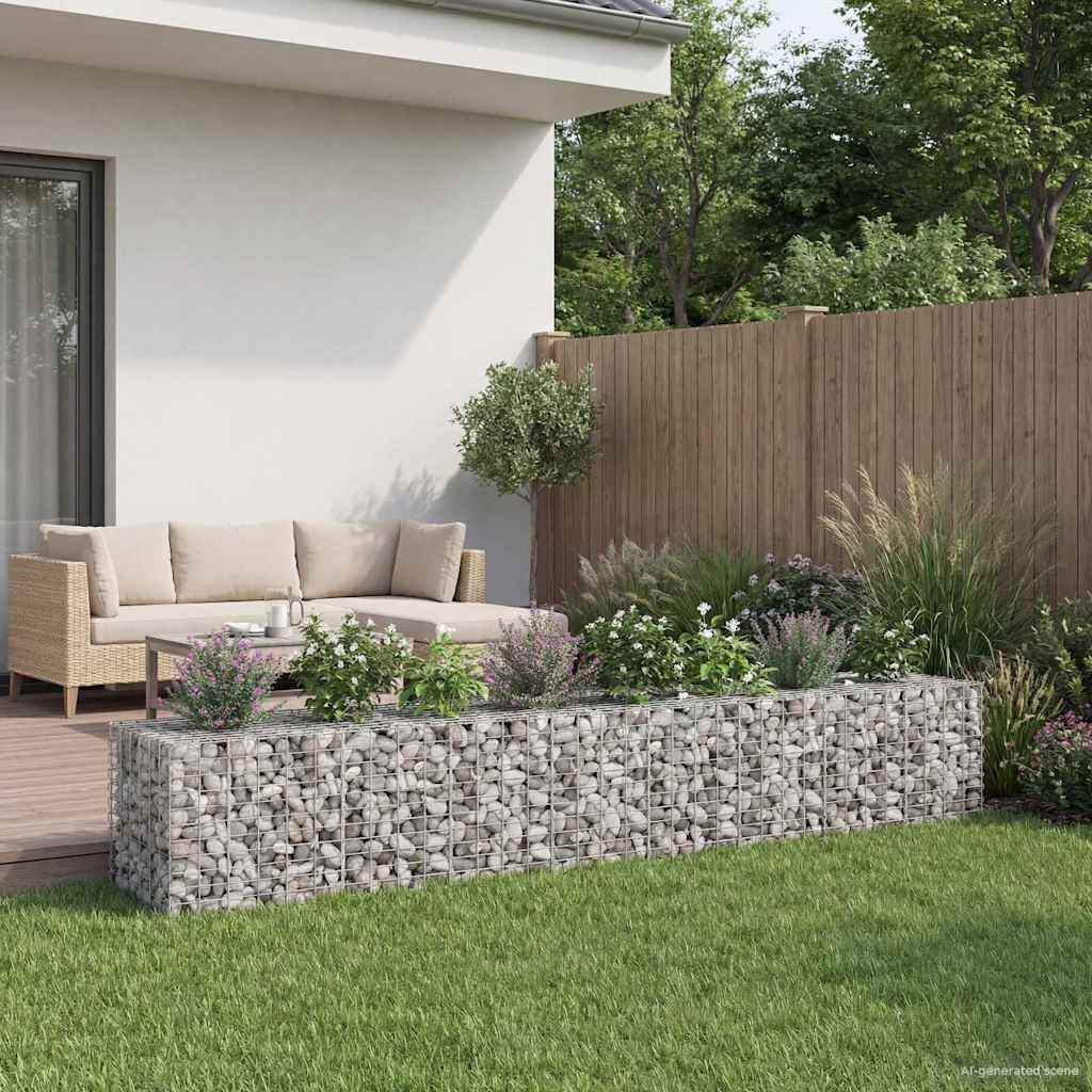 Gabionen Hochbeet 2 pcs Silber 260 x 60 x 55 cm