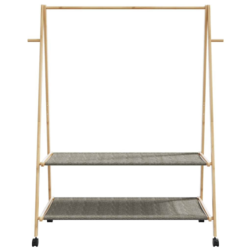 Kleiderständer mit Ablagen und Rollen 96x45,5x155,5 cm Bambus