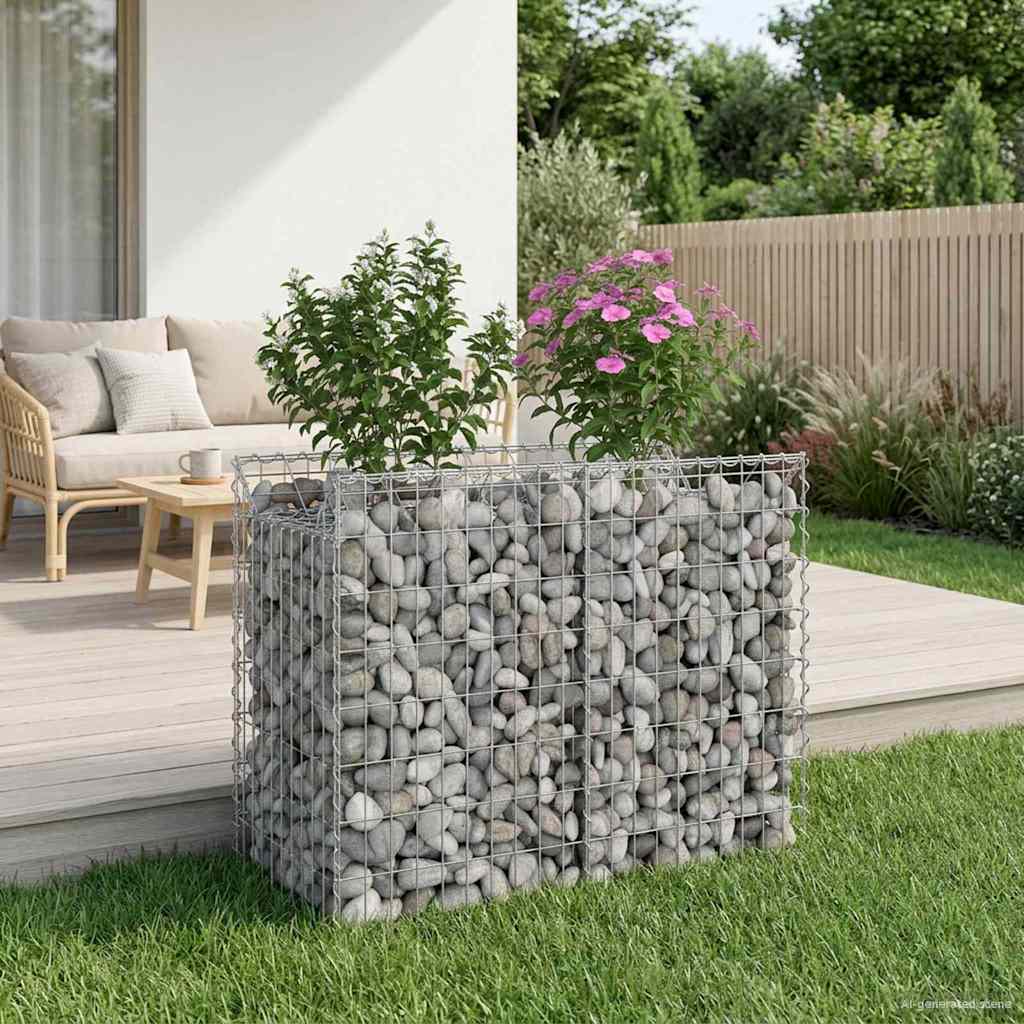 Gabionen-Hochbeet 2 pcs Silber