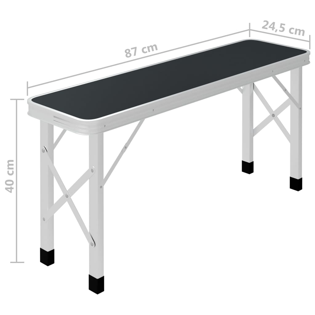 Klappbarer Campingtisch mit 2 Sitzbänken Aluminium Weiß