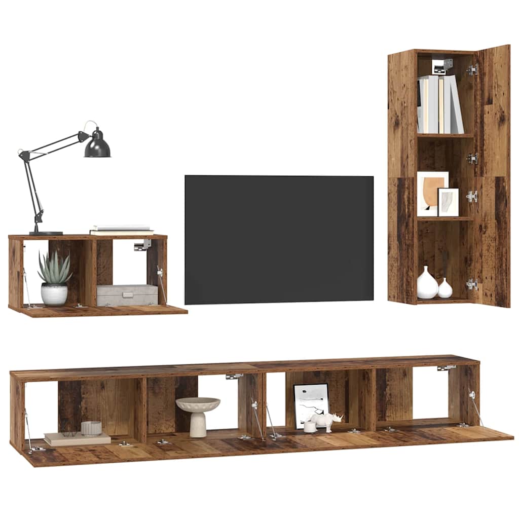 4-tlg. TV-Schrank-Set Sonoma-Eiche Holzwerkstoff