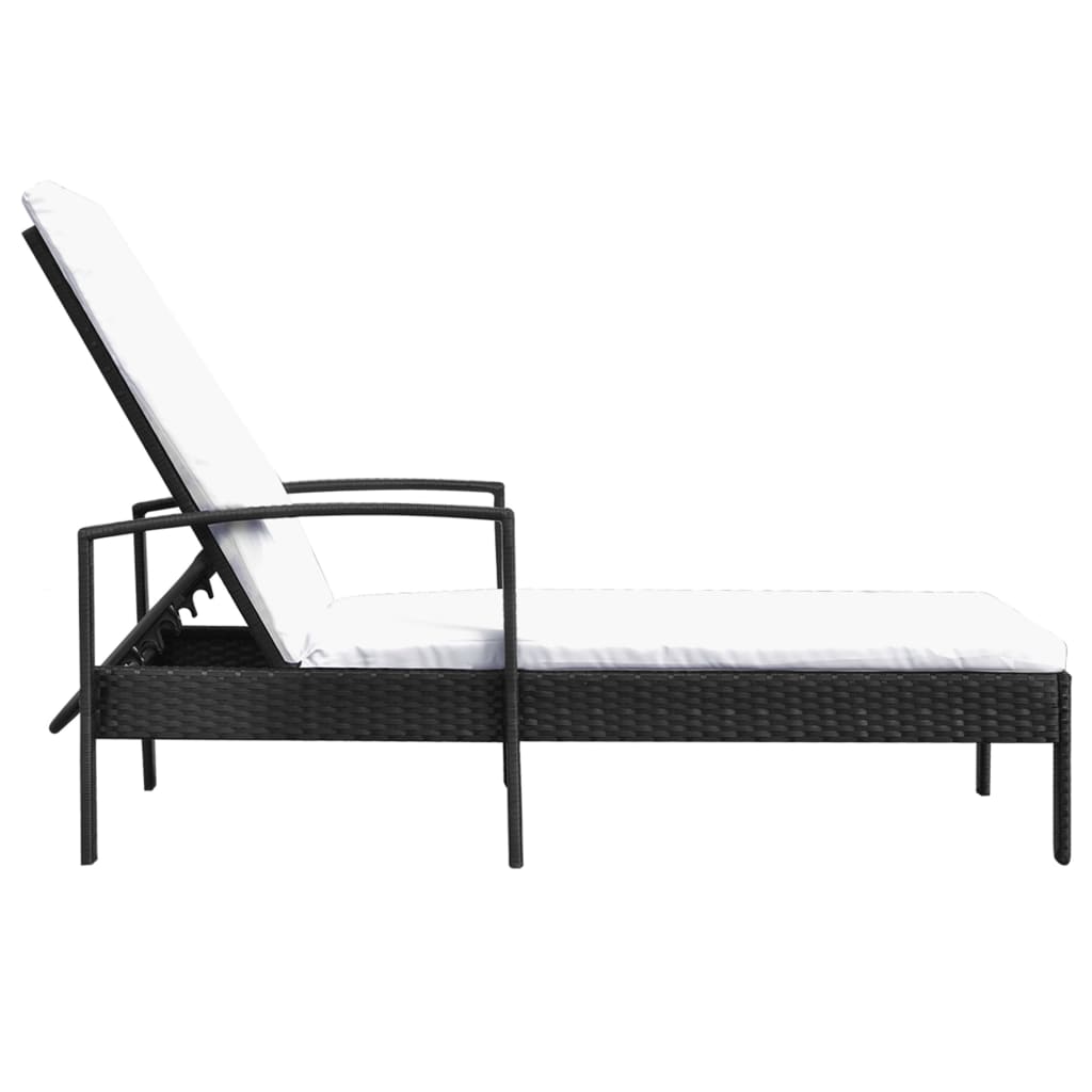 Sonnenliege mit Armlehnen Poly Rattan Grau