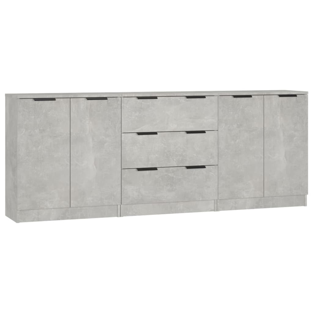 3-tlg. Sideboards Weiß Holzwerkstoff