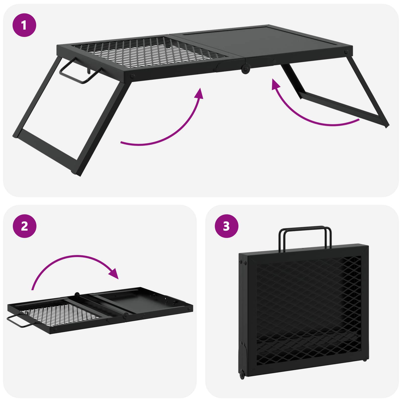 Faltbarer Campinggrill Schwarz 58 x 31 x 2 cm Legierter Stahl