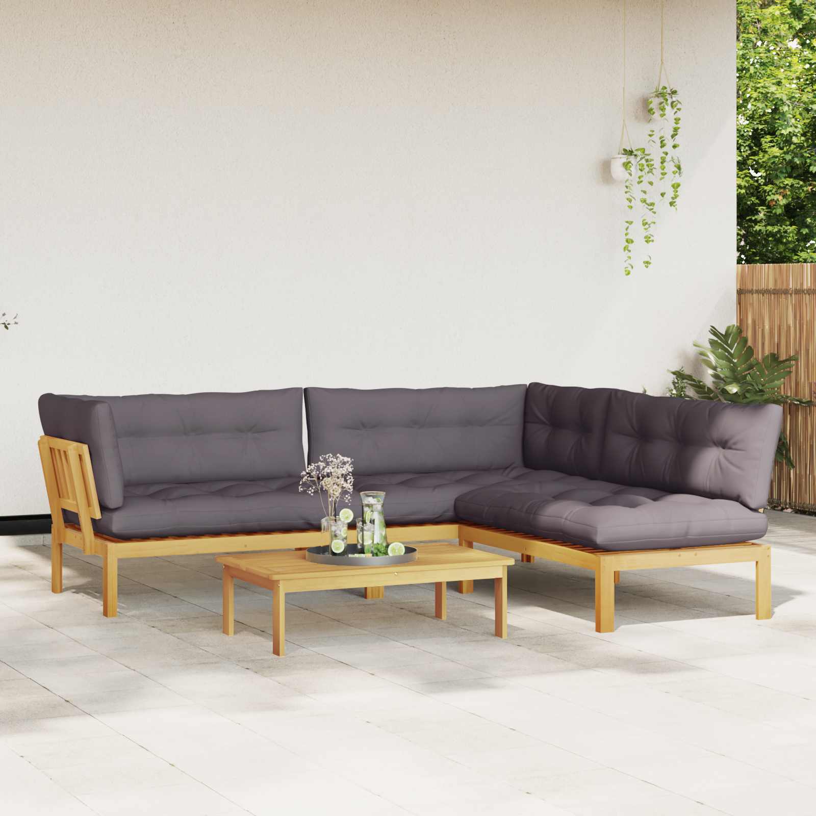 3-tlg. Garten-Sofagarnitur aus Paletten Massivholz Akazie
