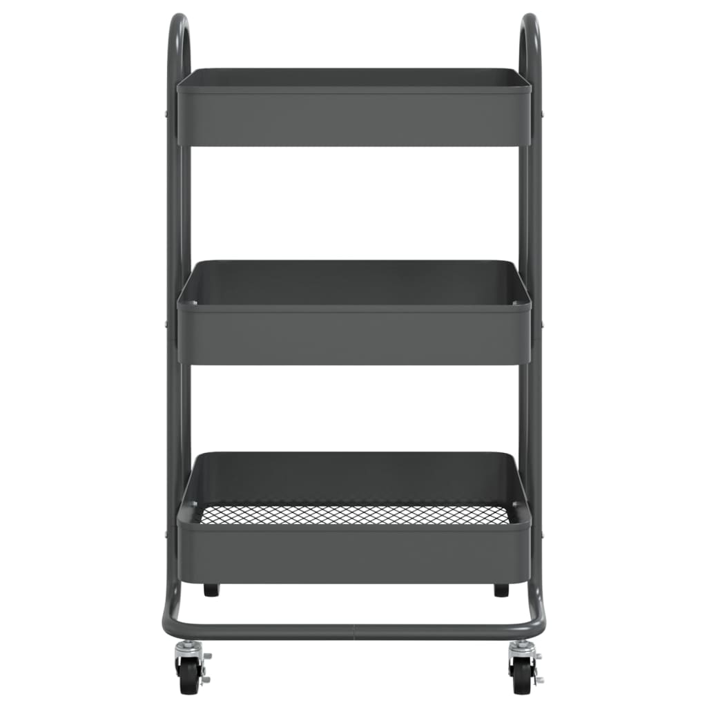 3-Etagen-Wagen Schwarz 43x34x79 cm Stahl