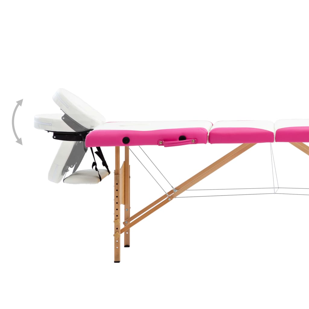 Massageliege Klappbar 4-Zonen mit Holzgestell Rosa