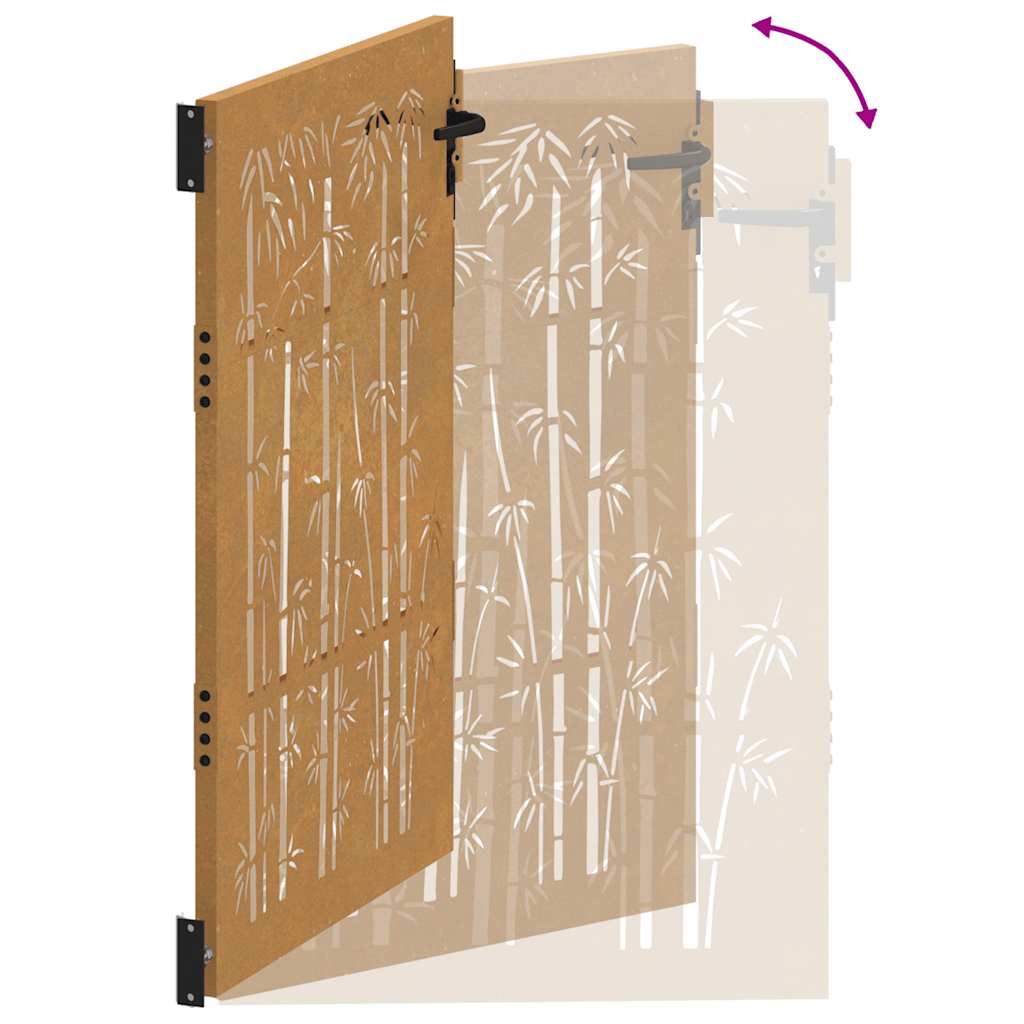 Gartentor 100x75 cm Cortenstahl Bambus-Design