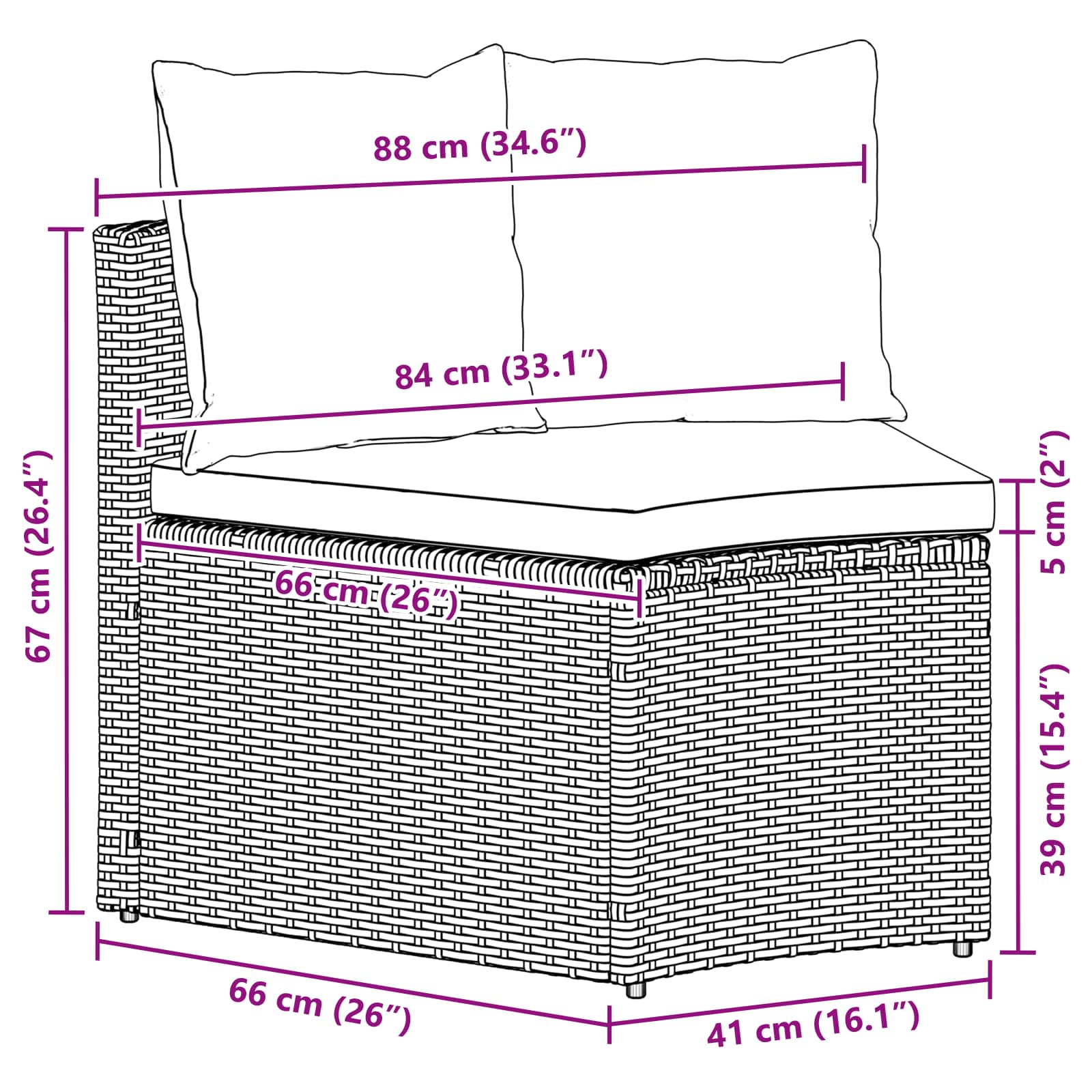 2-tlg. Garten-Sofagarnitur mit Auflagen Poly Rattan Schwarz