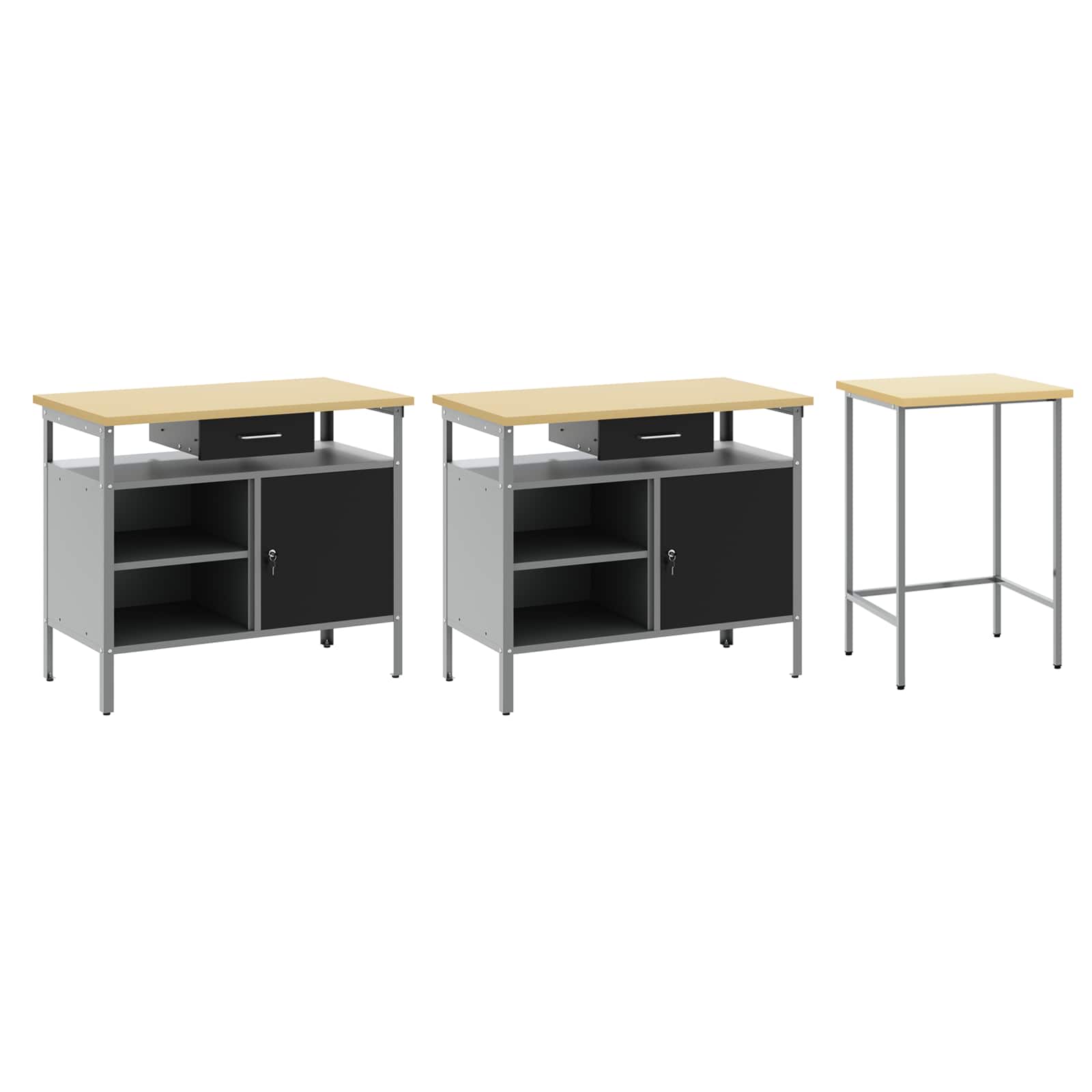 Werkbank-Set mit Schubladen 2 pcs Rot und Grau 200 x 55 x 85 cm