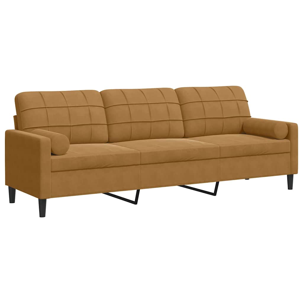 2-Sitzer-Sofa mit Zierkissen Hellgrau 120 cm Samt