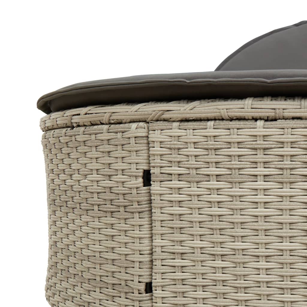 Doppel-Sonnenliege mit Kissen Schwarz Poly Rattan