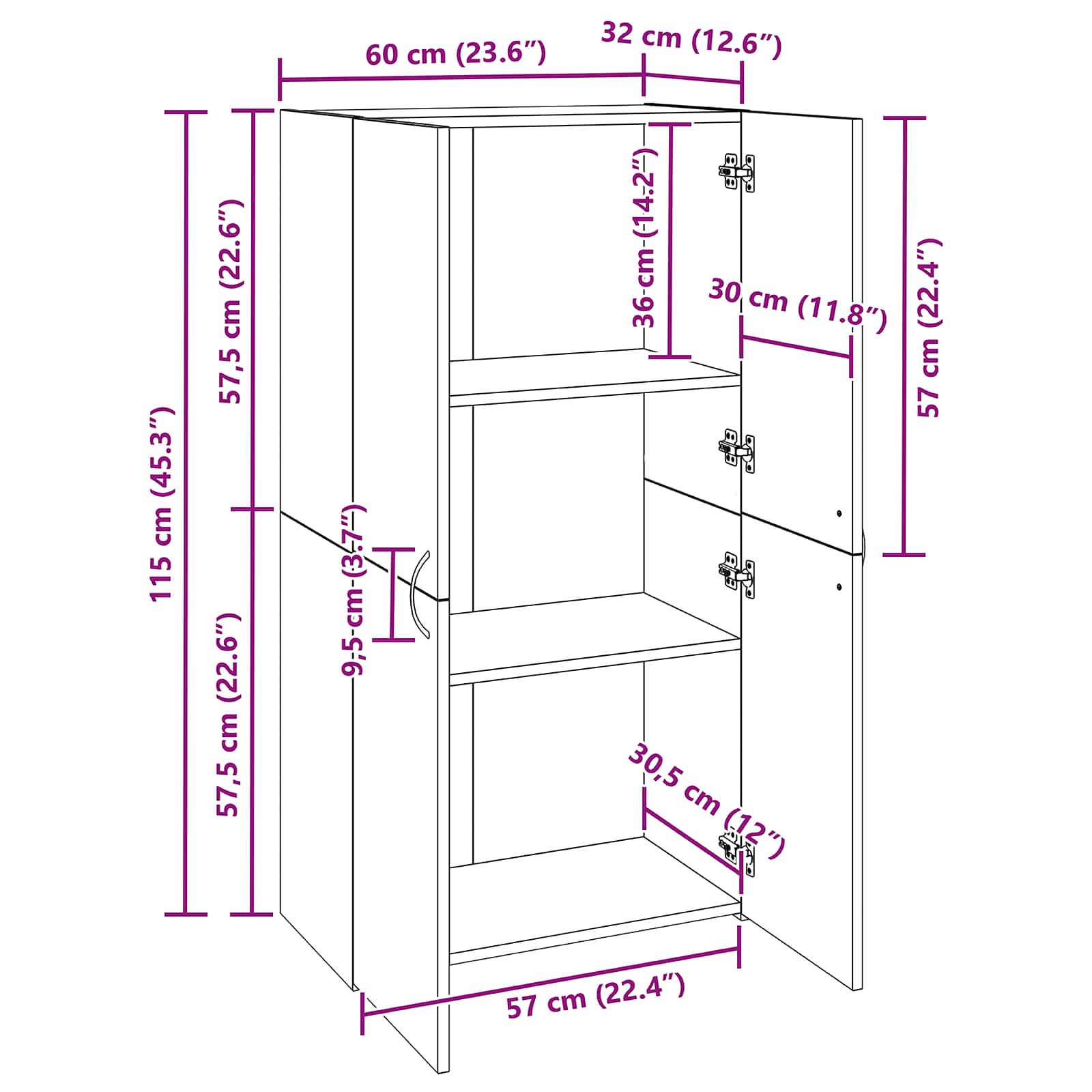 Aktenschrank Weiß 60x32x153 cm Holzwerkstoff