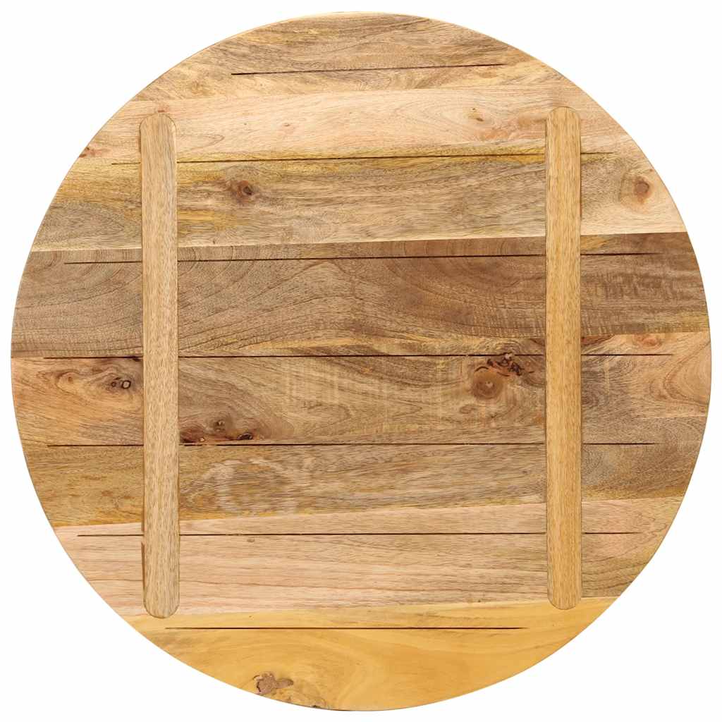 Tischplatte Ø 40x2,5 cm Rund Raues Massives Mangoholz