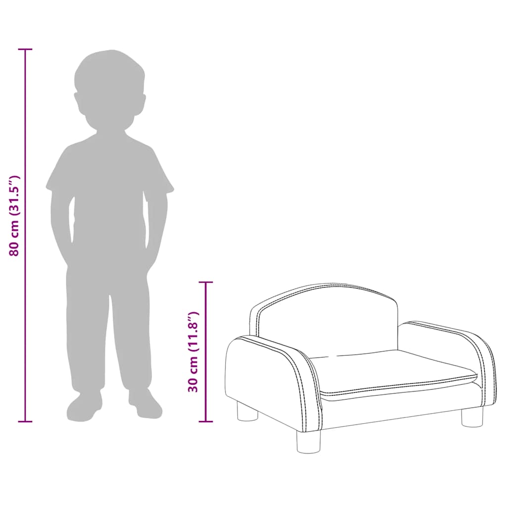 Kindersofa Creme 70x45x30 cm Stoff