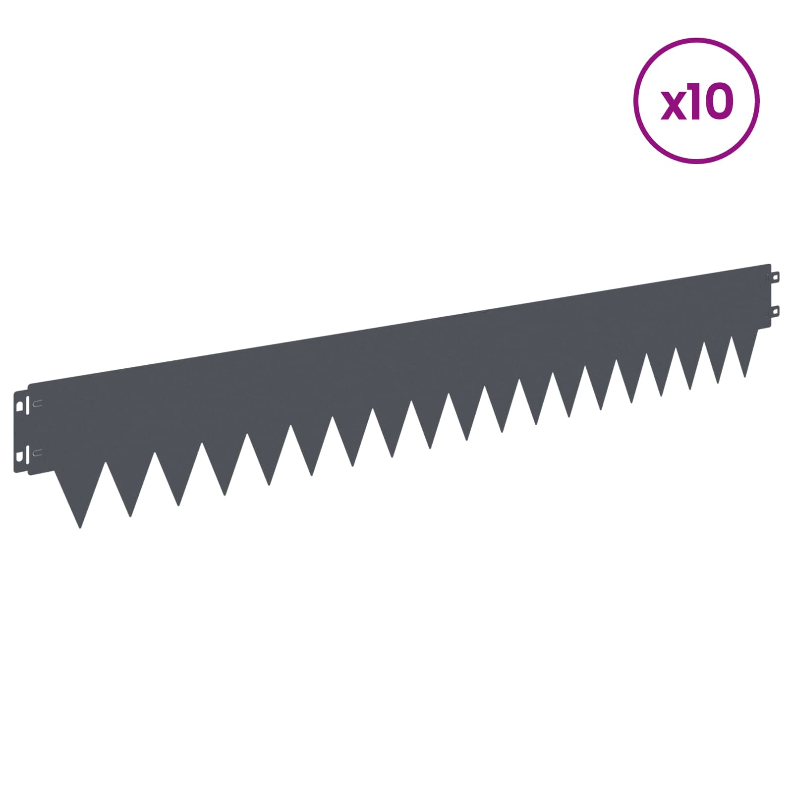 Raseneinfassung 10 pcs Länge Höhe 103 x 15 cm Stahl Schwarz