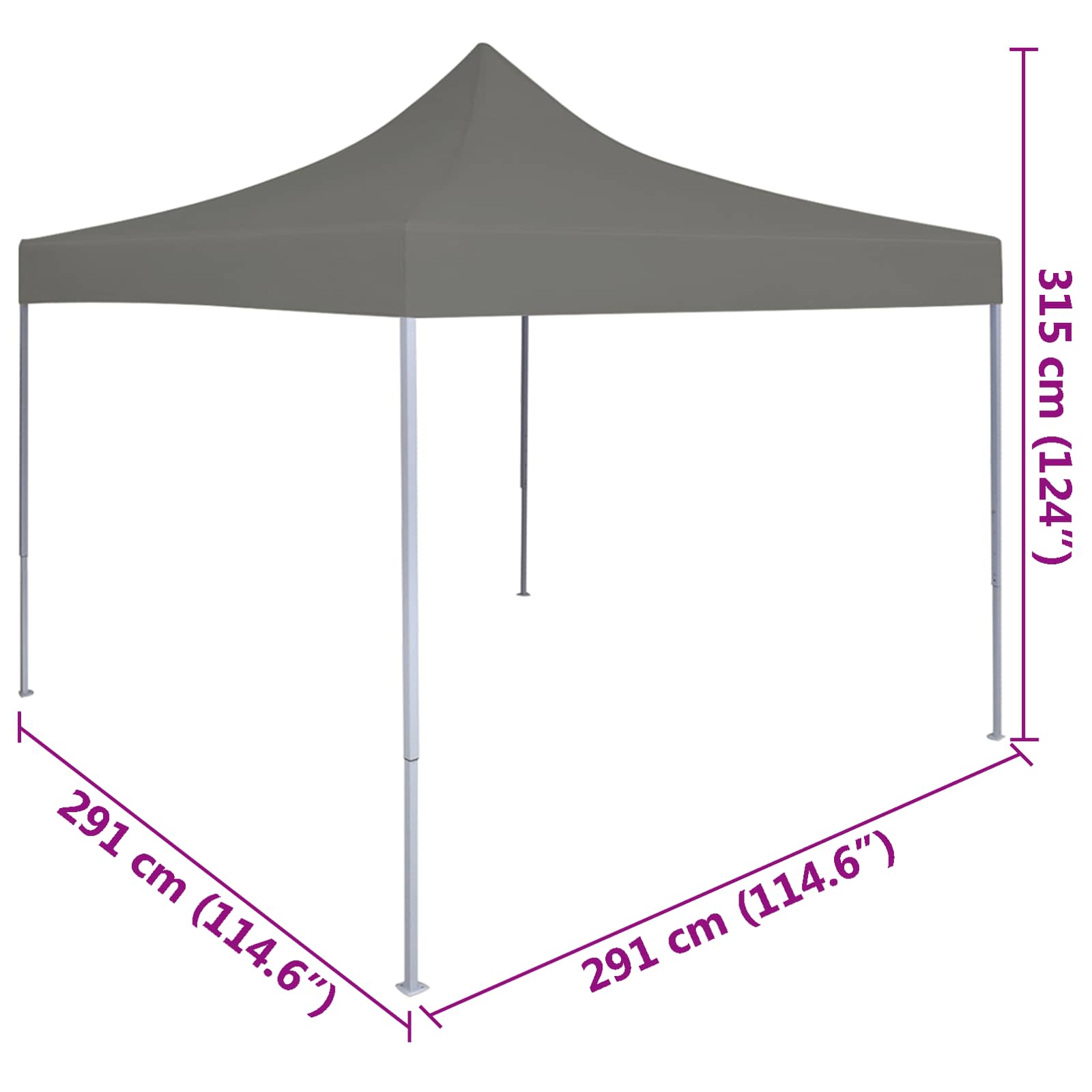 Partyzelt Faltbar Pop-Up Schwarz 292x292x315 cm