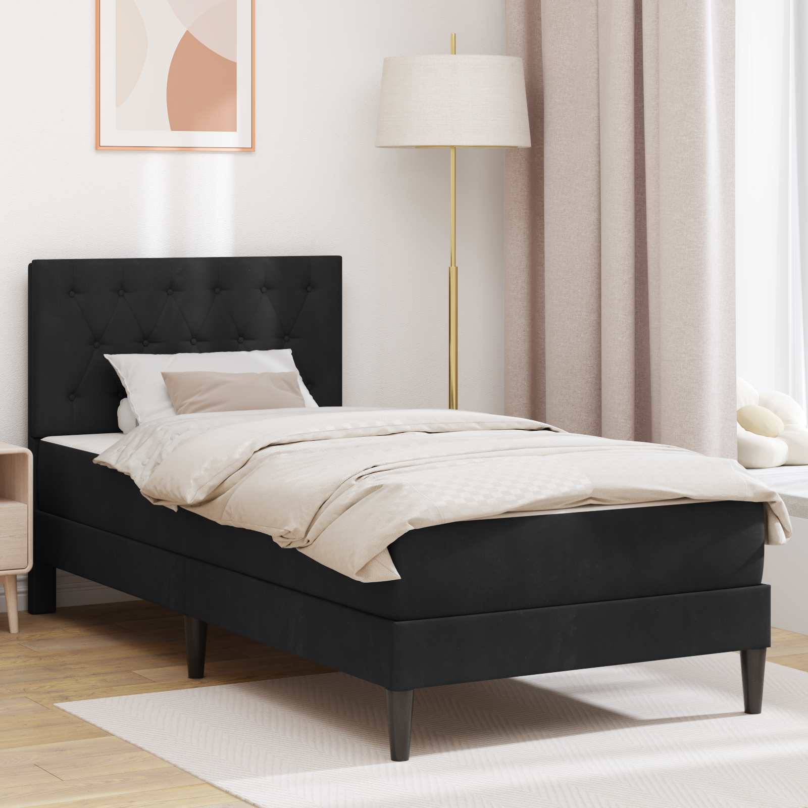 Bettgestell mit Matratze mit Kopfteil Hellgrau 80 x 200 cm Samt