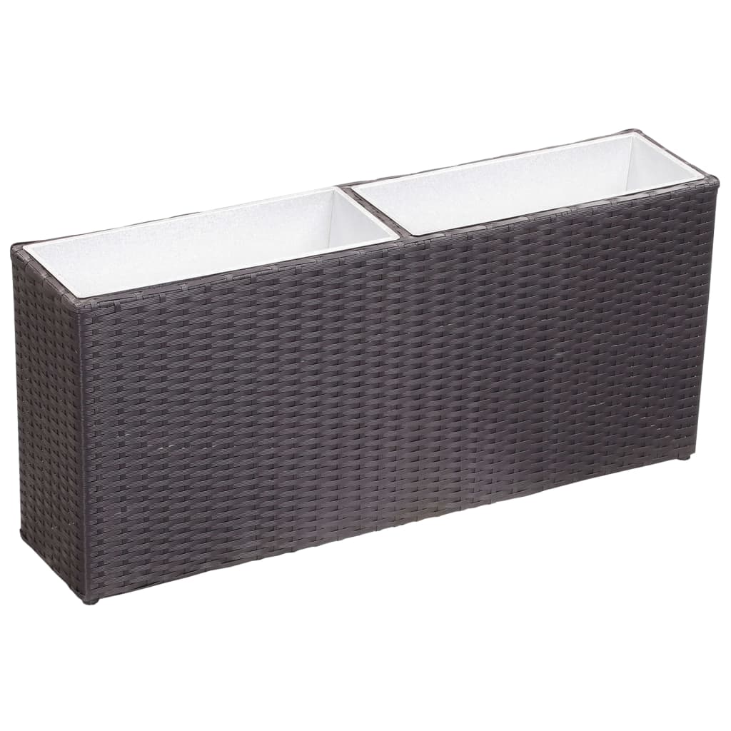 Garten-Hochbeet mit 2 Töpfen 90x20x40cm Poly Rattan Schwarz