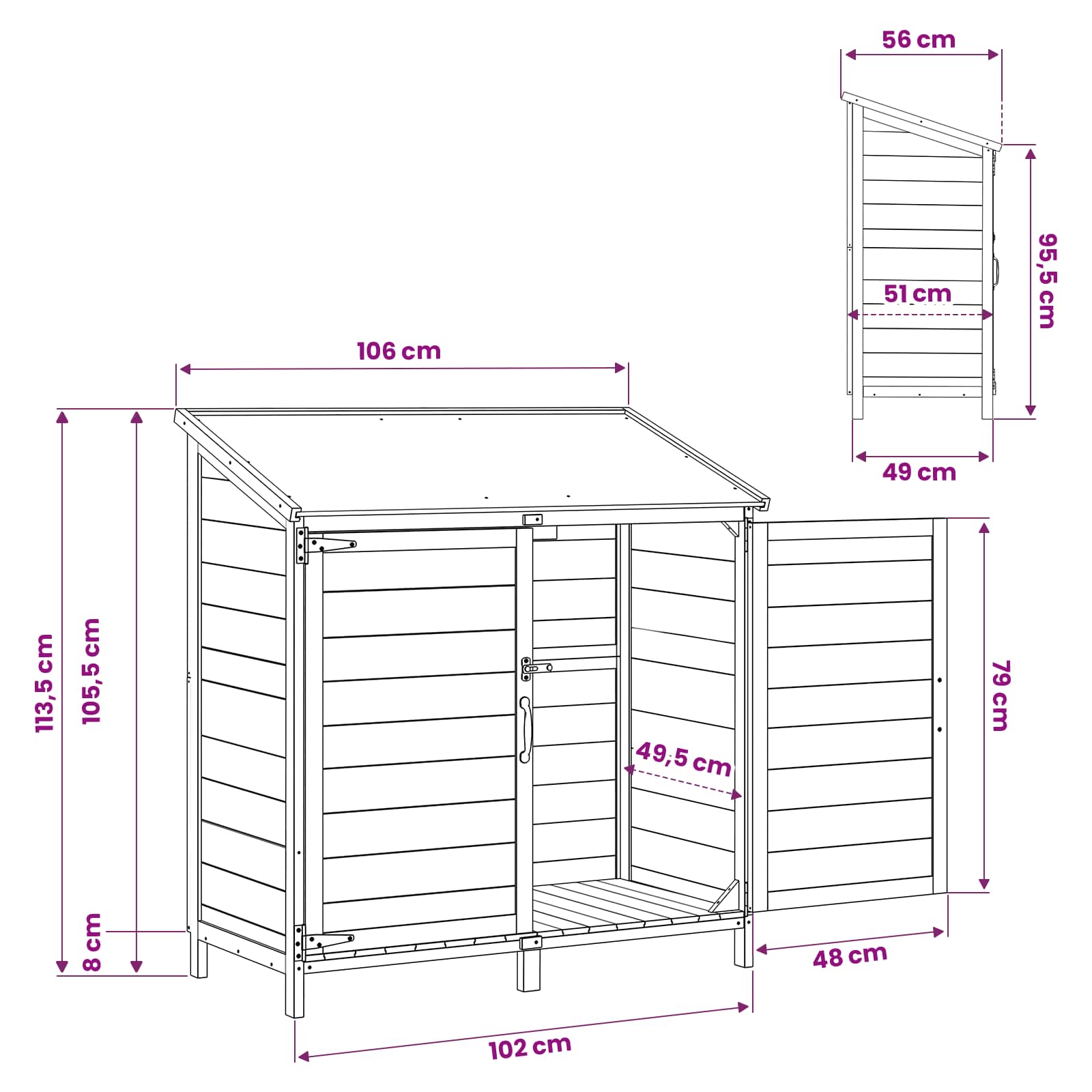 Gartenschuppen Natur 59 x 56 x 113,5 cm Massivholz aus Fichte