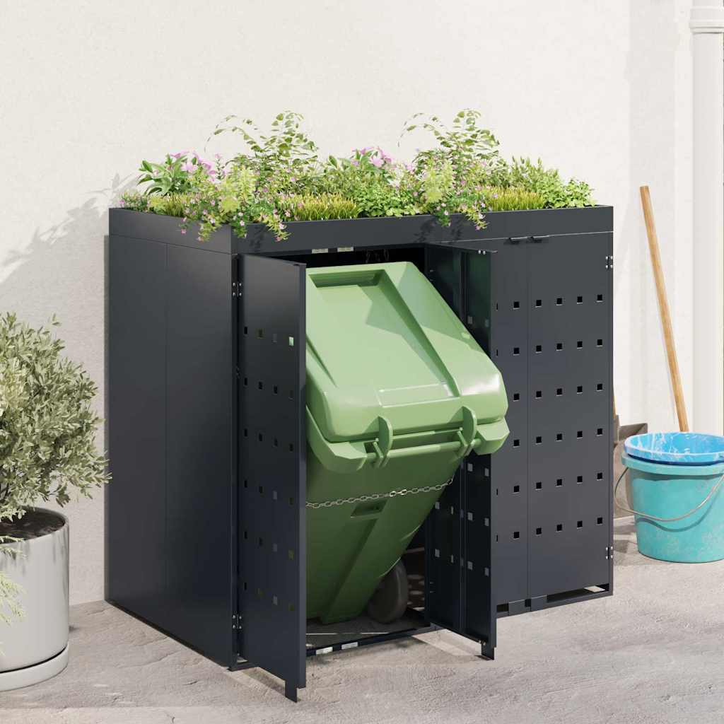 Mülltonnenbox für 2 Tonnen Schwarz 138x79x117 cm Stahl