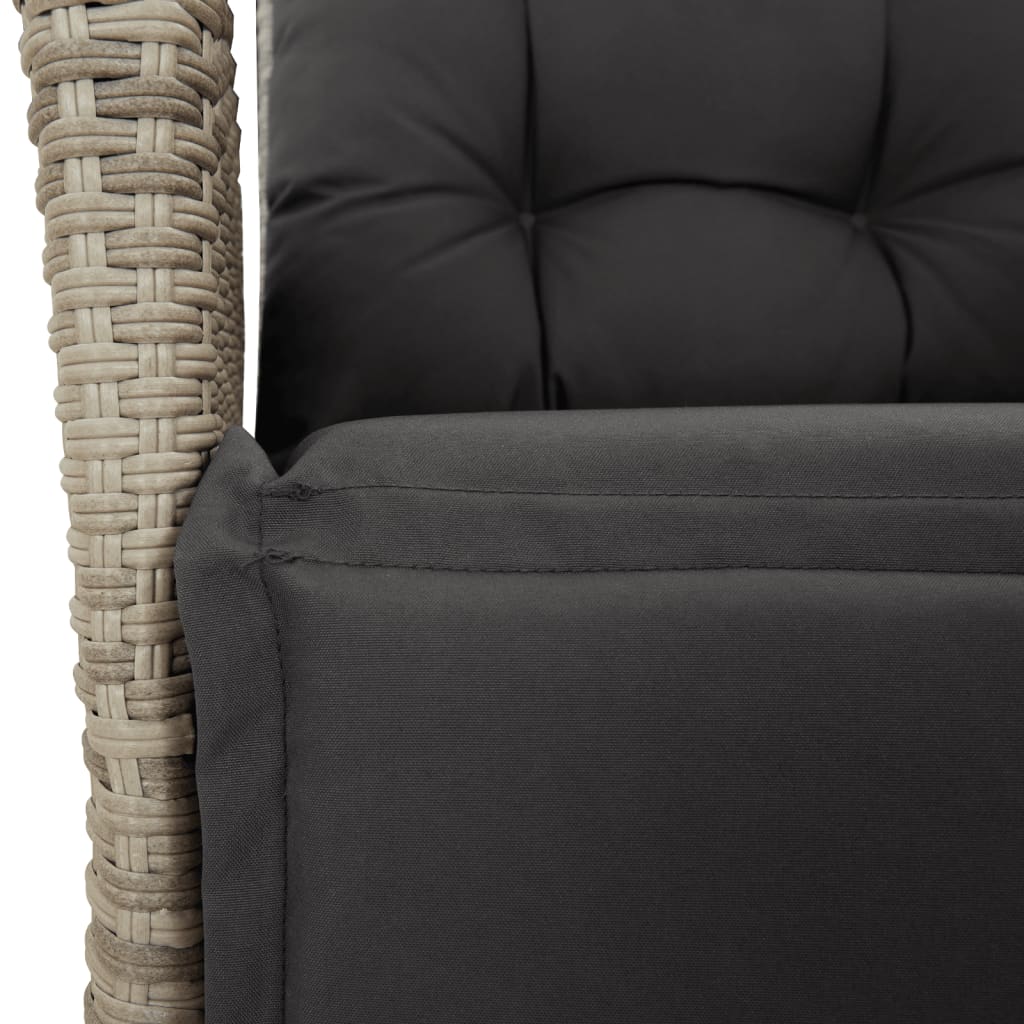 Gartensessel Verstellbar mit Kissen Schwarz Poly Rattan