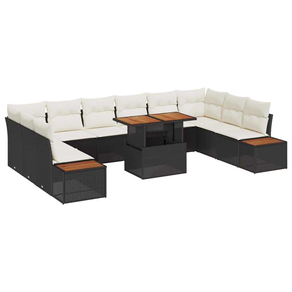 Garten Essgruppe mit Kissen 11 pcs Schwarz und Beige