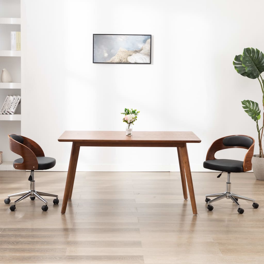 Drehbarer Bürostuhl Taupe Bugholz und Stoff