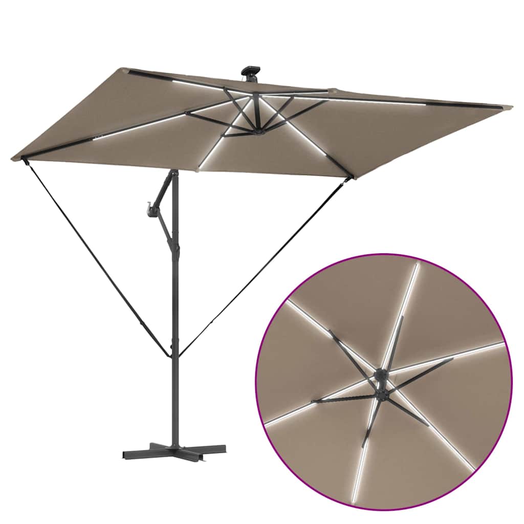 Sonnenschirm Sand 294 x 200 x 270 cm Polyester und Aluminium