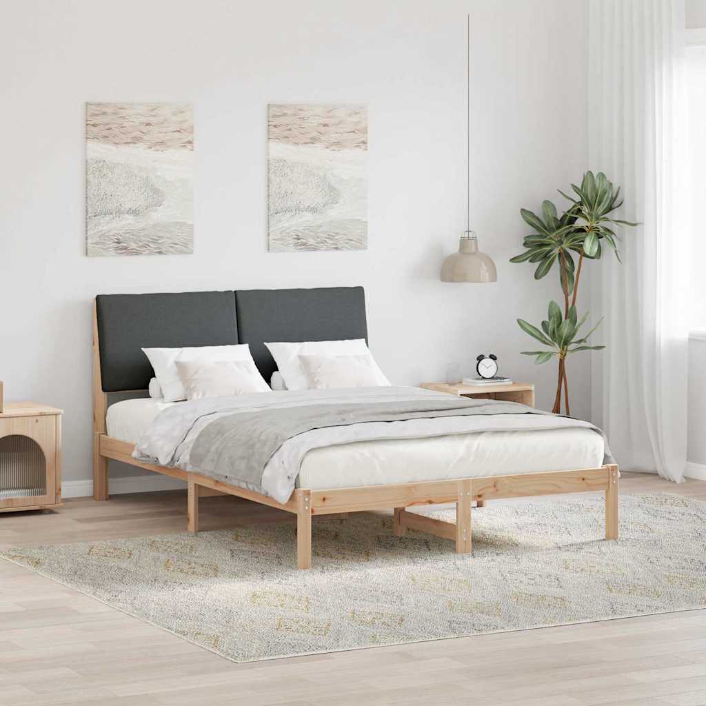 Bettgestell Braun und hellgrau 200 x 200 cm Massivholz Kiefer