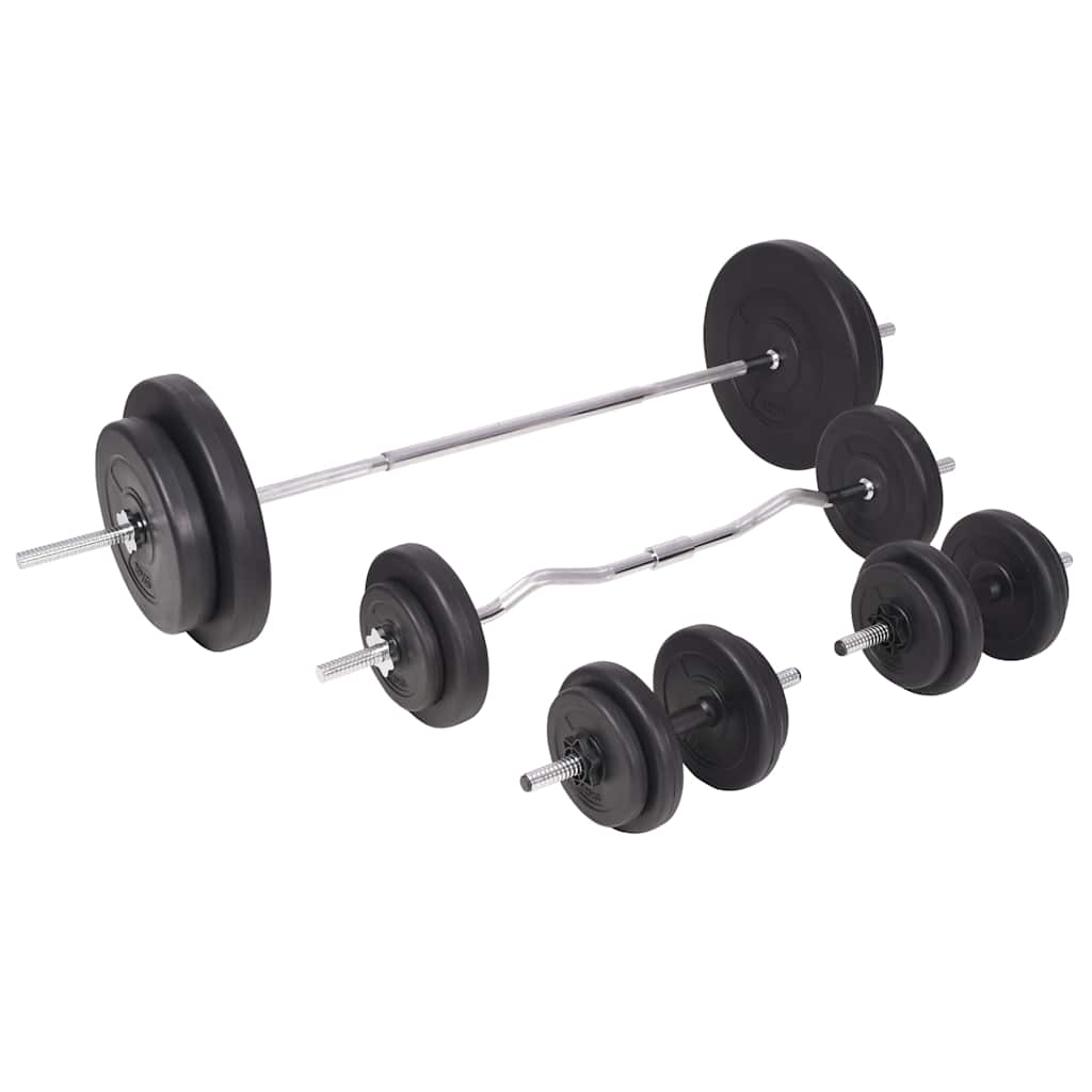 Hantelbank mit Ablage, Langhantel und Kurzhantel Set 60,5 kg