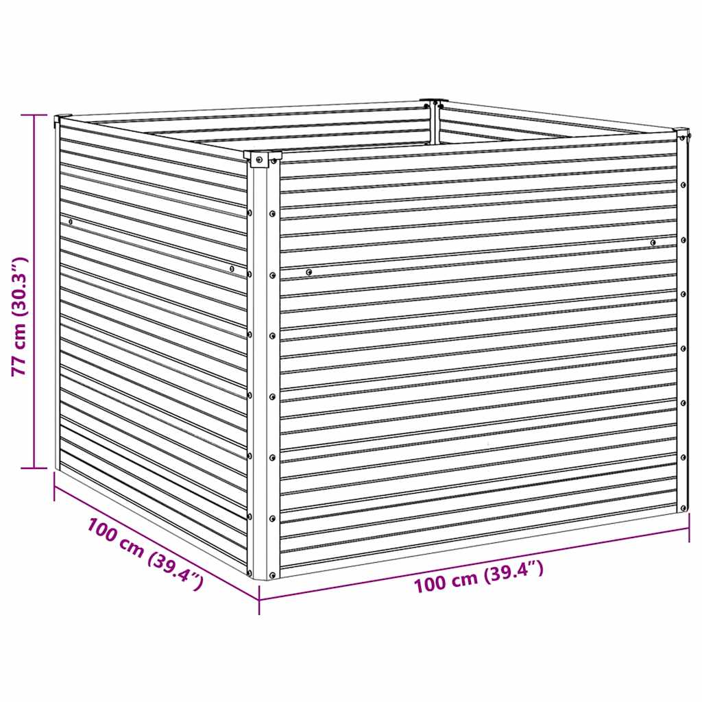 Hochbeet 100 x 100 x 77 cm Verzinkter Stahl Grau